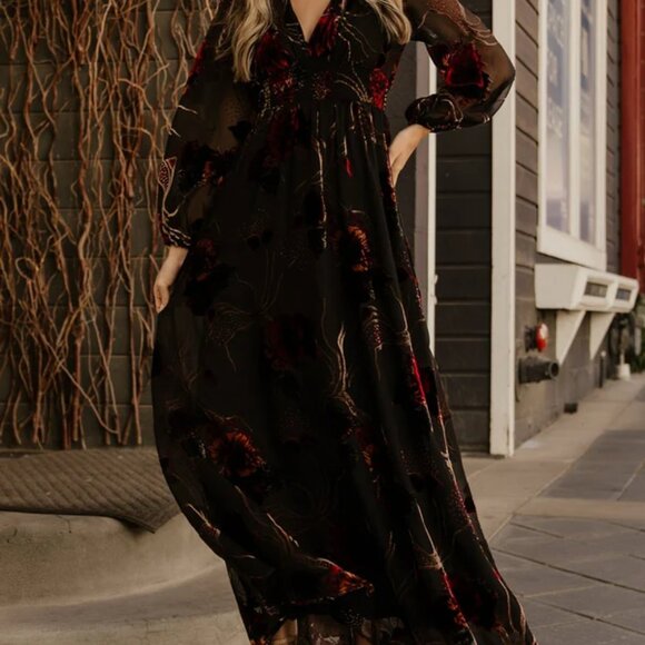 Baltic Born Dresses & Skirts - Baltic Born Mikla Maxi Dress Burnout Velvet Goth Boho Floral